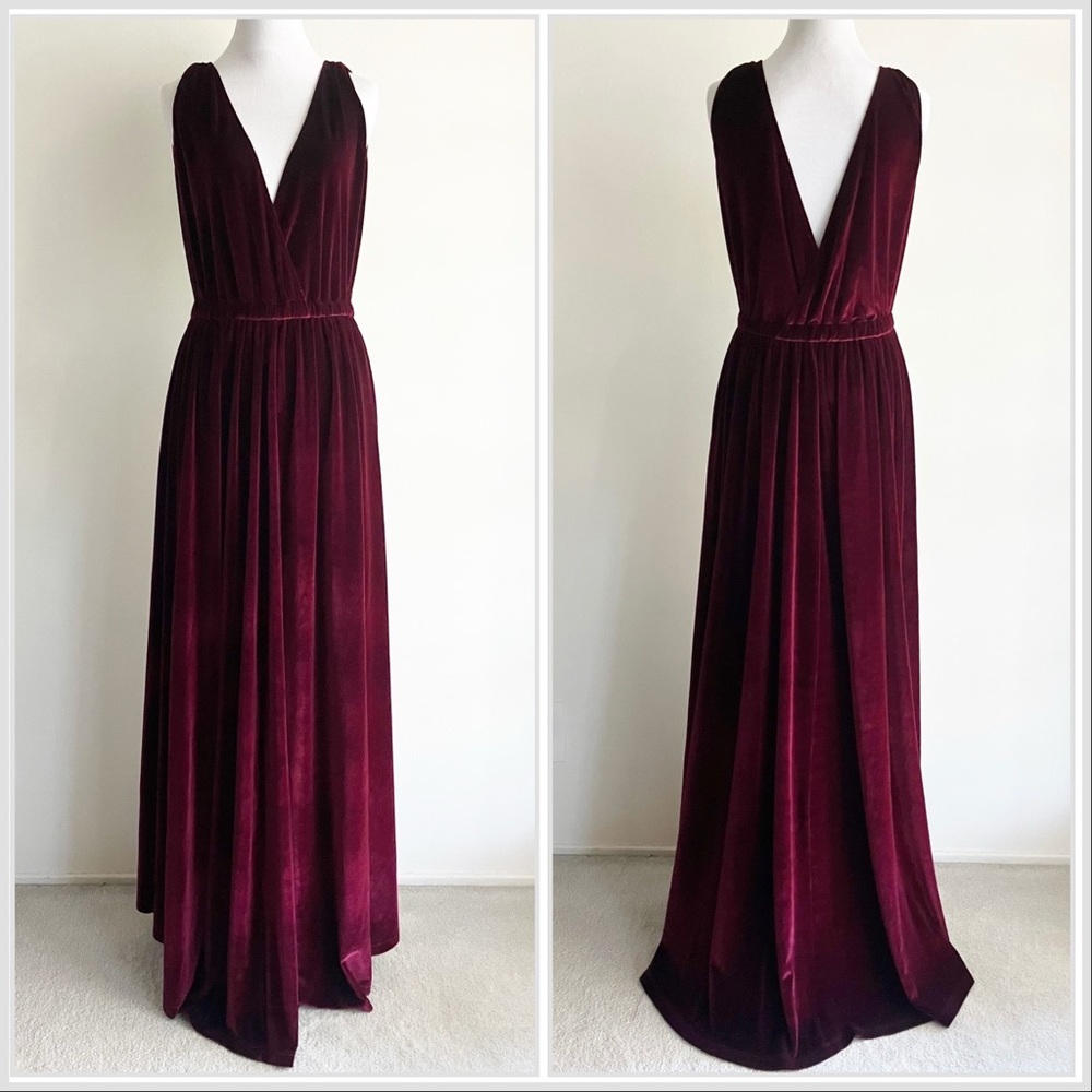 Ripley Rader 2 Velvet Dress Burgundy Red Low Deep Cut V Neck
